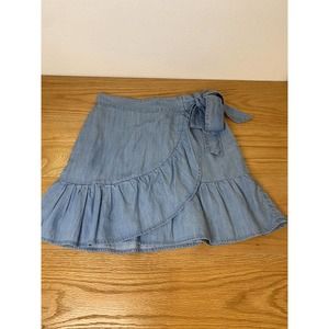 Gap Ruffle Denim Side Tie Wrap Mini Skirt. XS Petite.